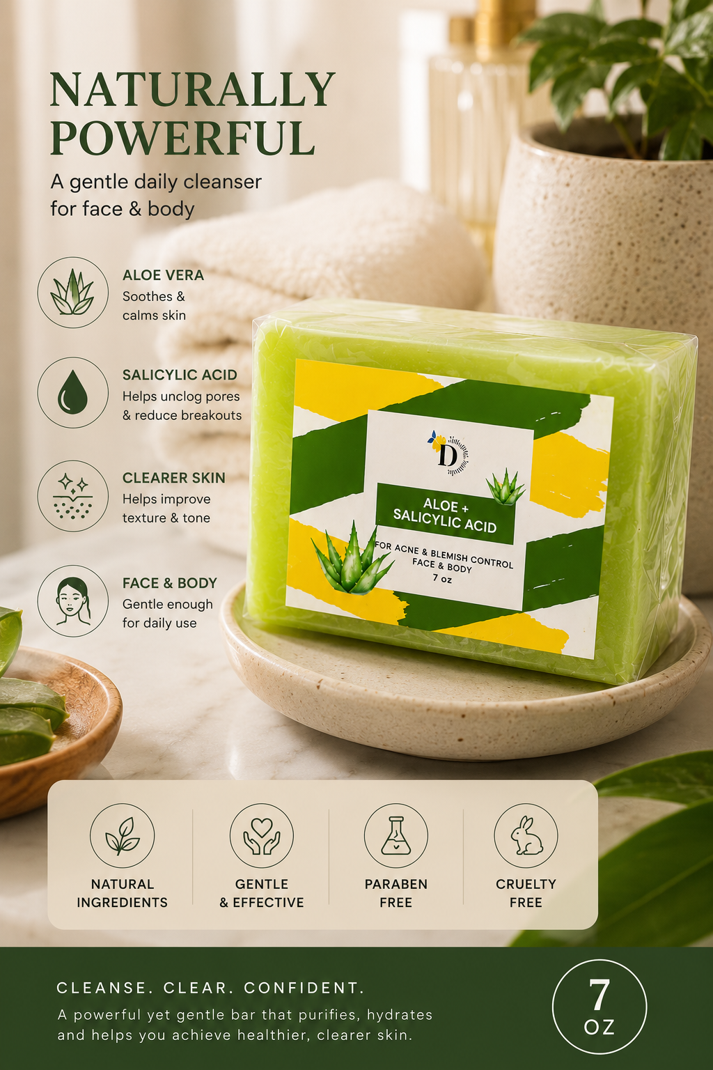 Aloe + Salicylic Acne and Grease Control Bar Soap
