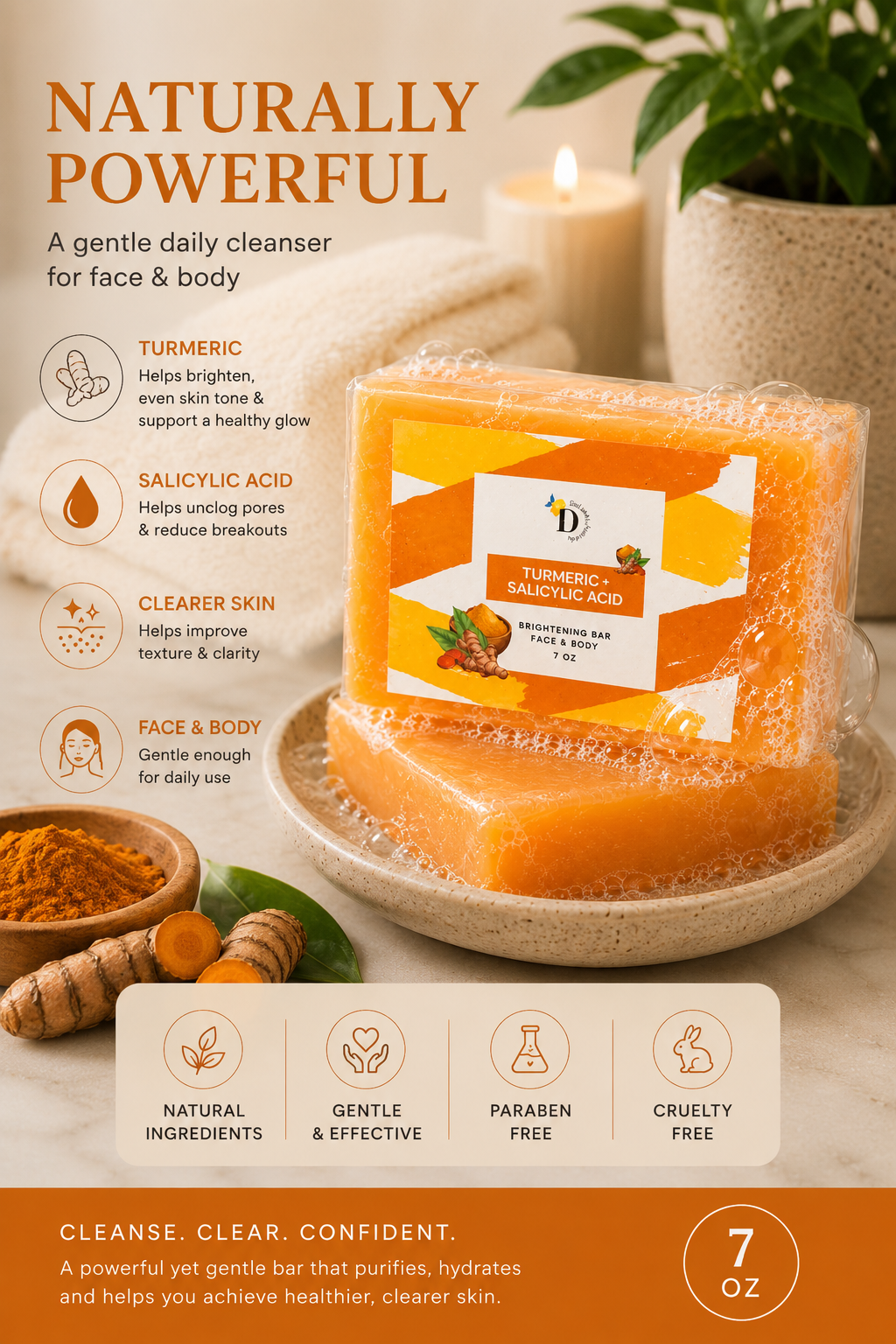 Turmeric + Salicylic Brightening Bar Soap