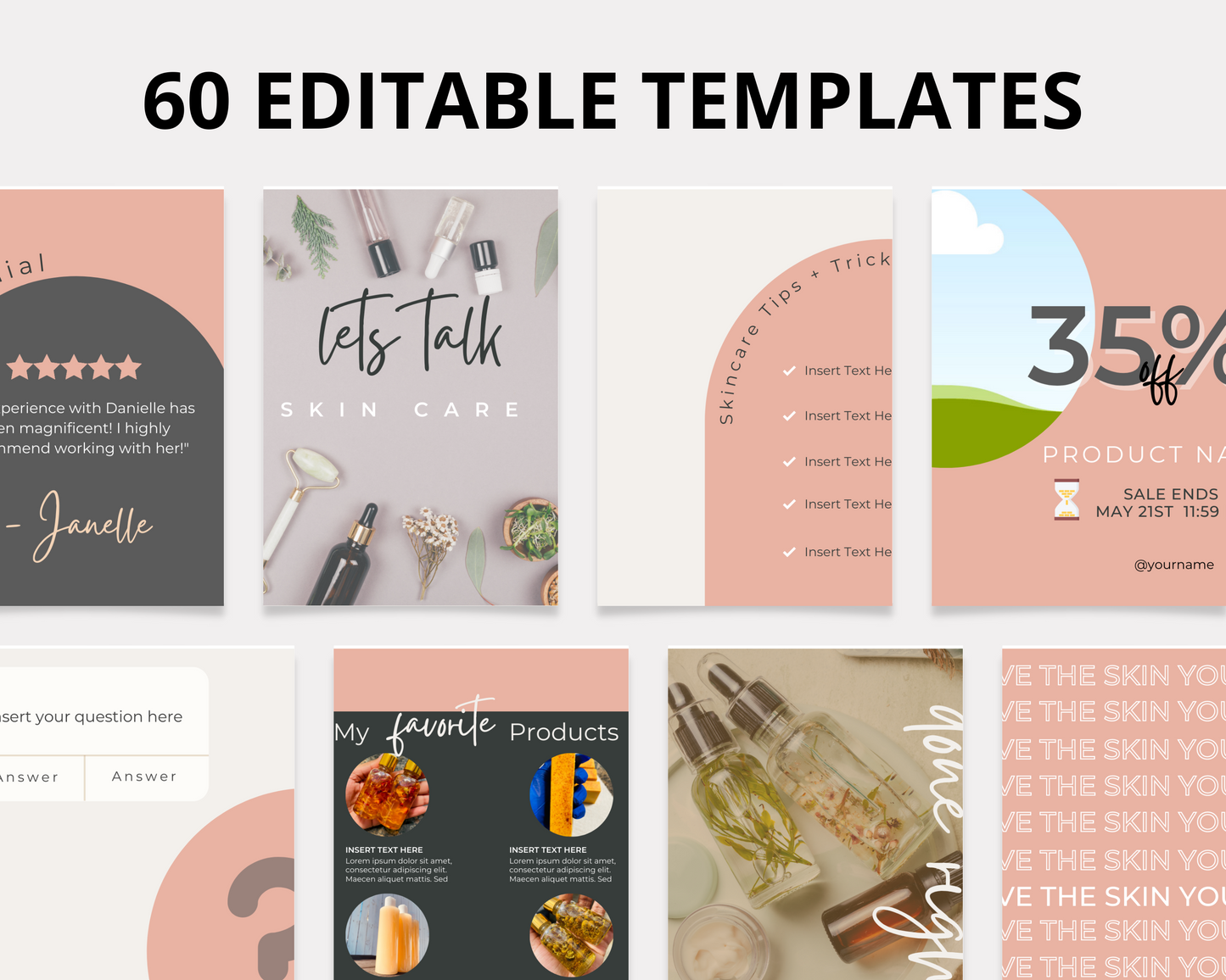 60 Beauty & Skincare Instagram Post Templates